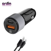 شارژر فندکی الدینیو مدل C510Q به همراه کابل تبدیل usb-C