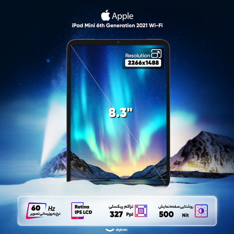 تبلت اپل(کارکرده) مدل iPad Mini 6th Generation 2021 Wi-Fi ظرفیت 64 گیگابایت و 4 گیگابایت رم